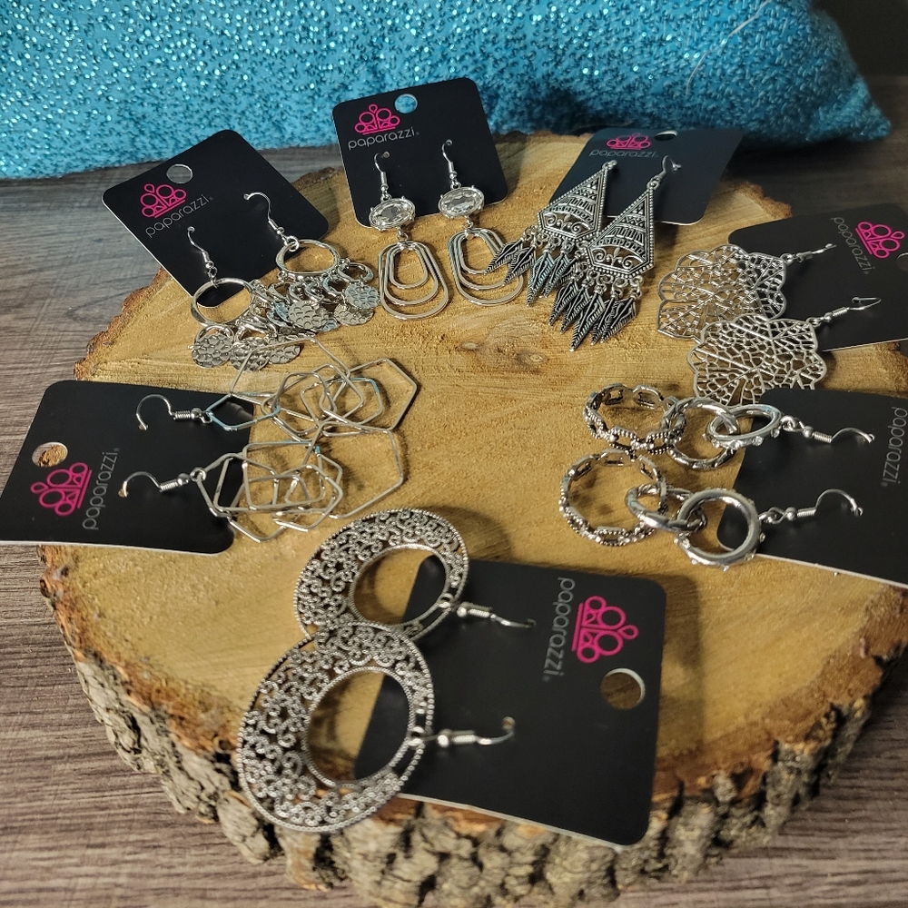 7PK SILVER EARRINGS BUNDLE